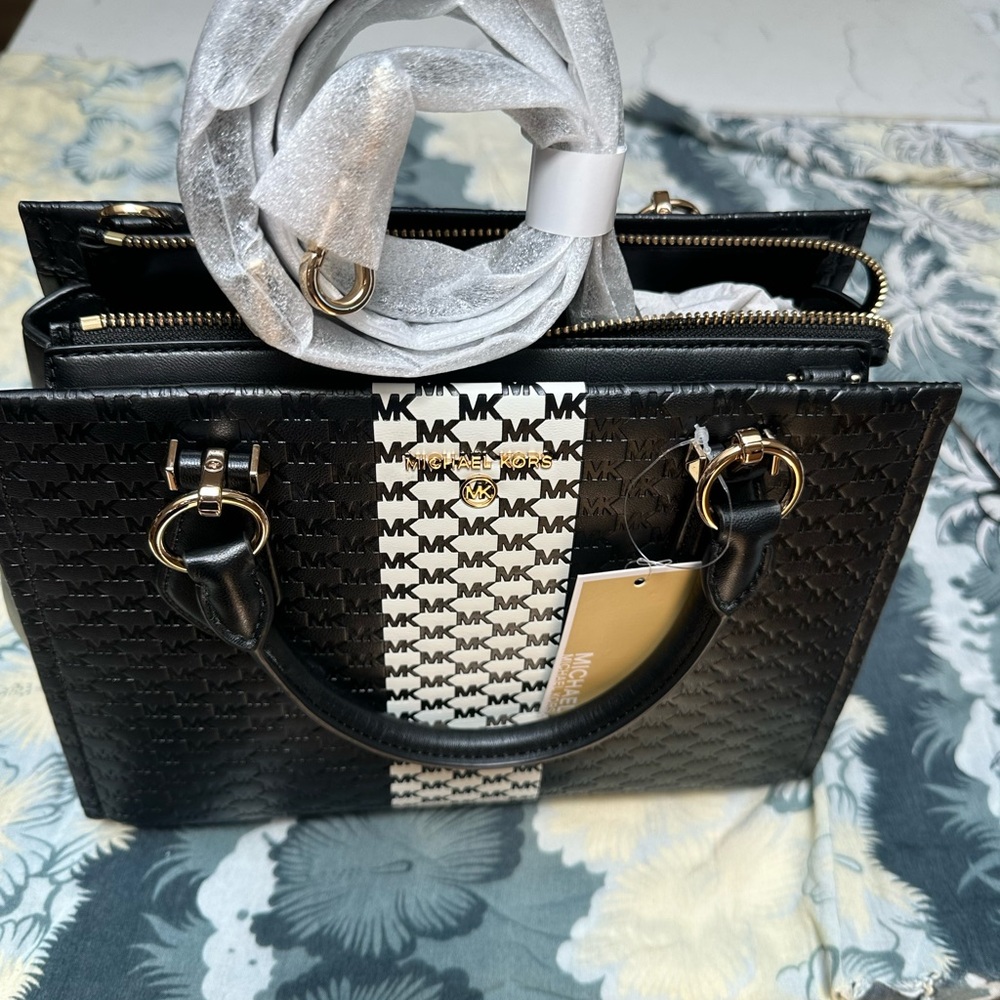 Michael Kors Black and White Medium Satchel